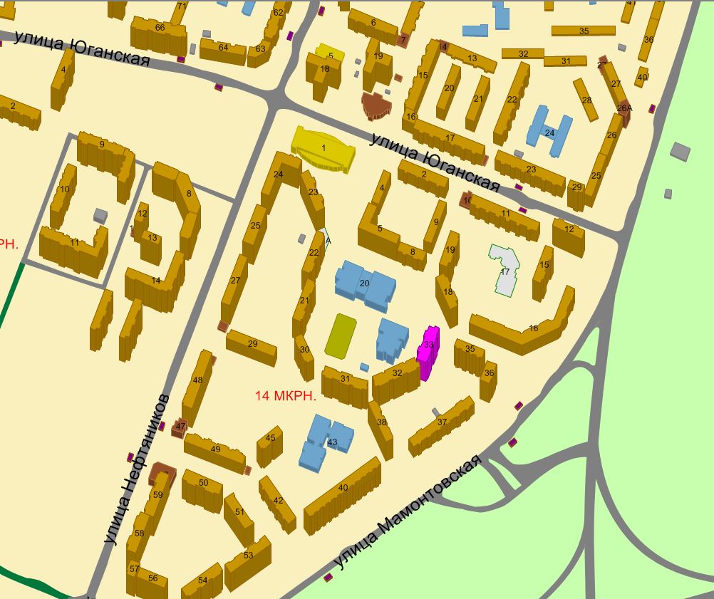 Карта 16 мкр нефтеюганск с номерами домов